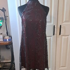 Altar'd State Burgundy and Black Mini Dress